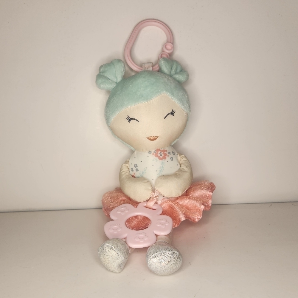 14” on the goldbug Ballerina Rattle Teether Stroller/Car Seat Accessory Plush
